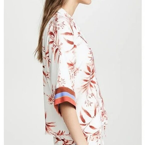 Joie Bayley Floral Button Up Blouse Color Porcelain Sz XSmall Resort Wear Flowy - Picture 4 of 14